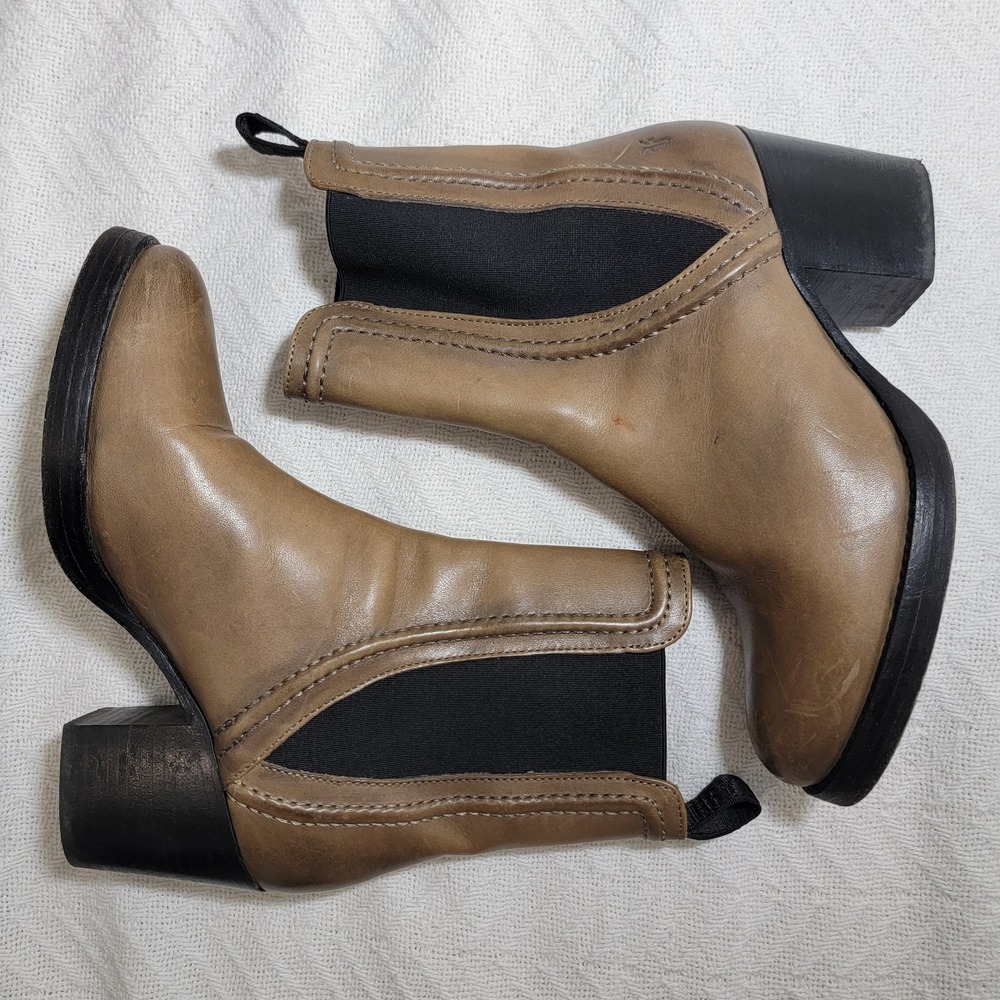 Frye Tan and Black Ankle Boots